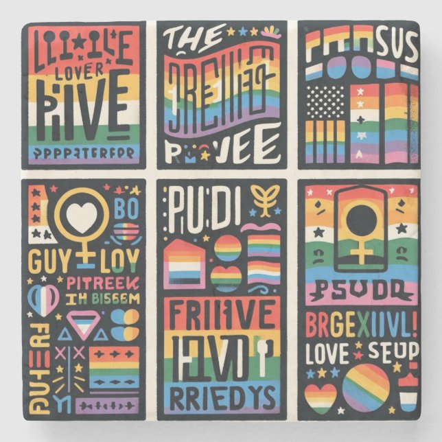 LGBTQ-Untersetzer Steinuntersetzer (Vorderseite)