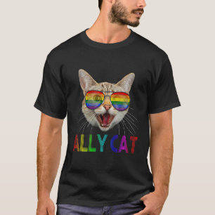 LGBTQ Unterstützer Katze Gay Pride Regenbogenflagg T-Shirt