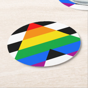 LGBTQ+ Unterstützerflagge Runder Pappuntersetzer
