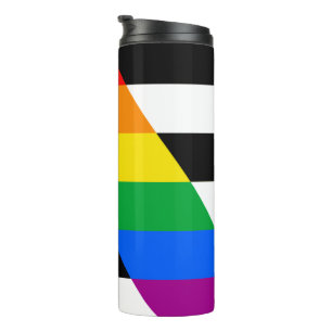 LGBTQ+ Unterstützerflagge Thermosbecher