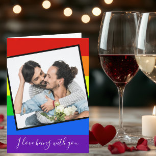 LGBTQ Valentinstag Couple Foto Custom Rainbow Karte