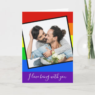 LGBTQ Valentinstag Couple Foto Custom Rainbow Karte