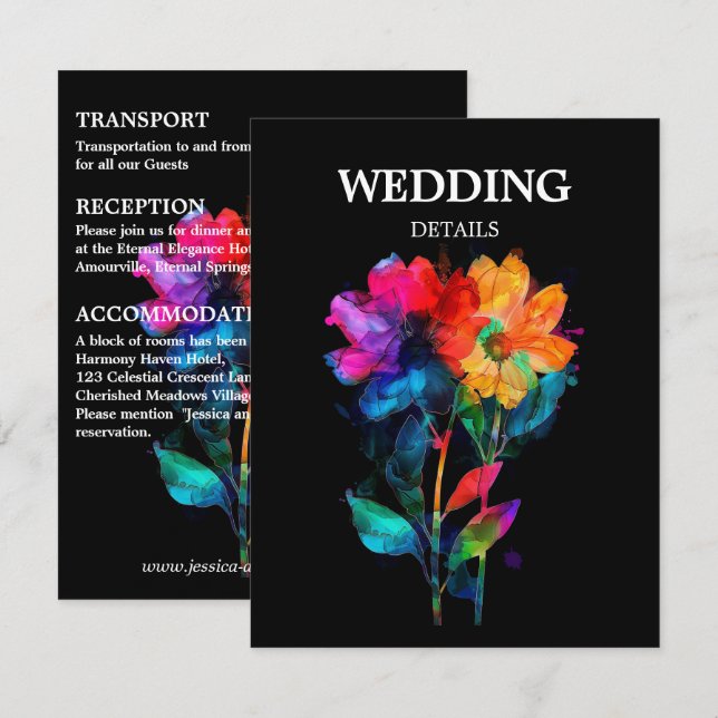 🌈 LGBTQ Wedding DETAILS Petals & Pride  Begleitkarte (Vorne/Hinten)