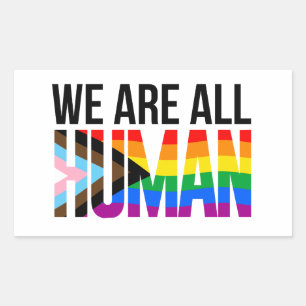 LGBTQ Wir alle sind Menschen Rechteckiger Aufkleber