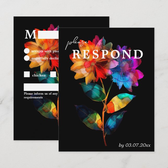 🌈 LGBTQ With dietary choice  Petals & Pride  RSVP Karte (Vorne/Hinten)