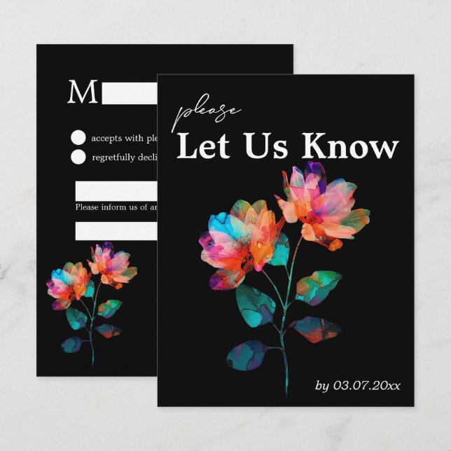 🌈 LGBTQ With song request  Petals & Pride  RSVP Karte (Vorne/Hinten)