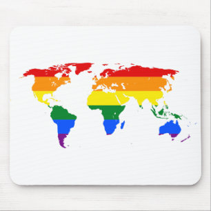LGBTQ World Map Rainbow Mousepad