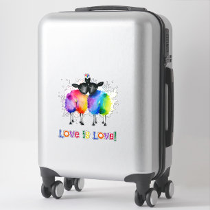 LGBTQ Zwei Regenbogenschafe Love Is Love Aufkleber