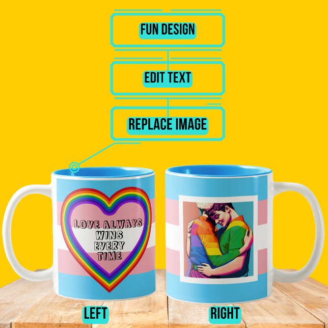 LGBTQAI-Transgender-Flag mit Text Zweifarbige Tasse (Please enjoy our design and see the others in the collection.)