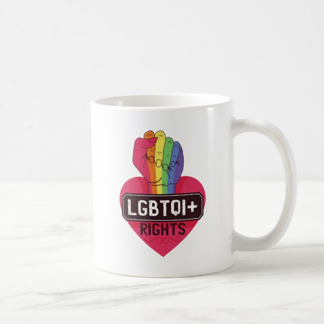 LGBTQI-Rechte: Regenbogenflagge Fist Pride März Kaffeetasse (Rechts)