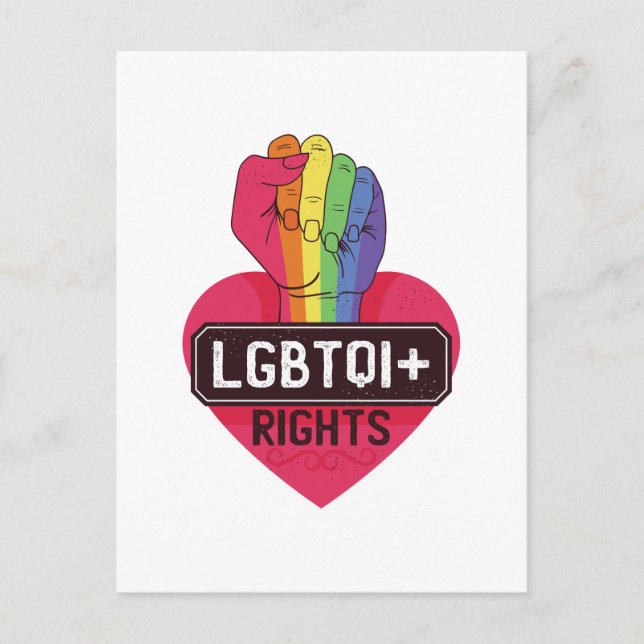 LGBTQI-Rechte: Regenbogenflagge Fist Pride März Postkarte (Vorderseite)
