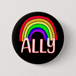 LGBTQIA+ Allegie | Niedlicher Regenbogen und Herzs Button