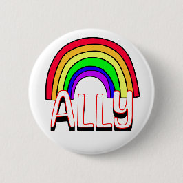 LGBTQIA+ Allegie | Niedlicher Regenbogen und Herzs Button