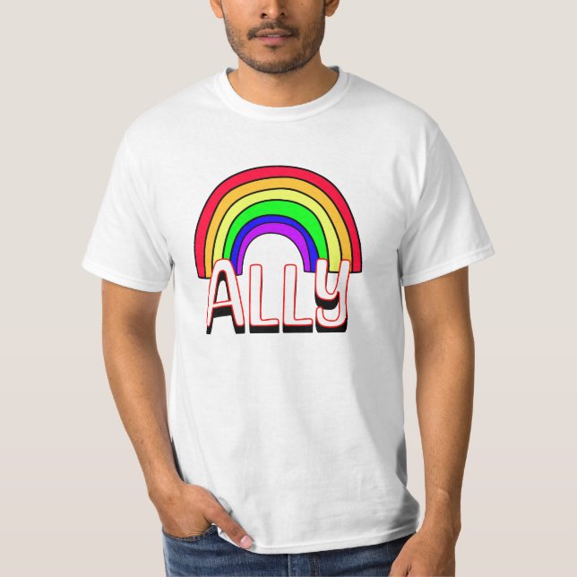 LGBTQIA+ Allegie | Niedlicher Regenbogen und Herzs T-Shirt (Vorderseite)