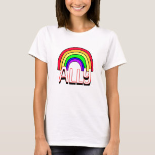 LGBTQIA+ Allegie   Niedlicher Regenbogen und Herzs T-Shirt