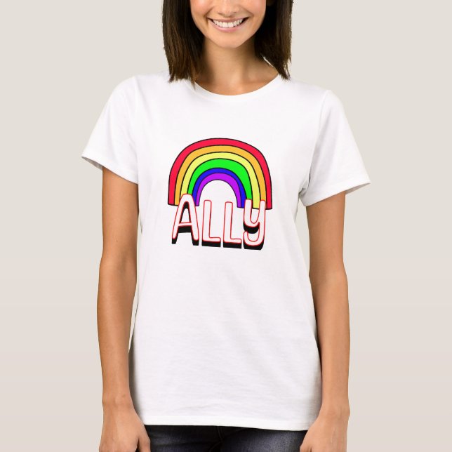 LGBTQIA+ Allegie | Niedlicher Regenbogen und Herzs T-Shirt (Vorderseite)