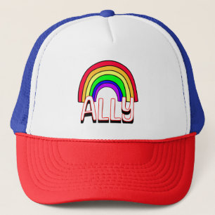 LGBTQIA+ Allegie Niedlicher Regenbogen und Herzs Truckerkappe