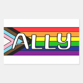 LGBTQIA+ Allegie | Regenbogenflagge Rechteckiger Aufkleber