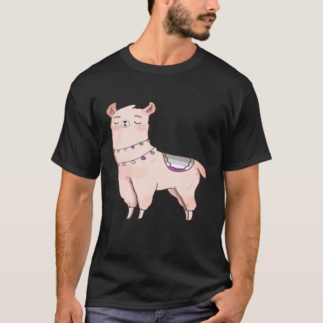 LGBTQIA Alpaca Ace Pride asexual Llama Süße Tier T-Shirt (Vorderseite)