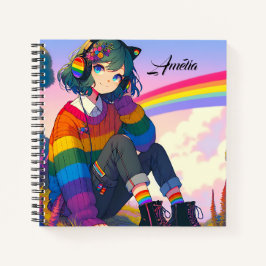 LGBTQIA+ Anime-Girl Lesbischer Prix Personalisiert Notizbuch