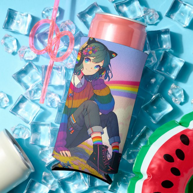 LGBTQIA+ Anime-Girl Lesbischer Prix Personalisiert Selters Dosenkühler (In Situ Sommer)