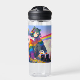 LGBTQIA+ Anime-Girl Lesbischer Prix Personalisiert Trinkflasche