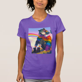 LGBTQIA+ Anime-Girl Lesbischer Stolz T-Shirt