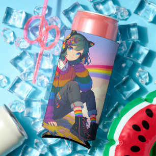 LGBTQIA+ Anime-Mädchen Lesbischer Stolz Personalis Selters Dosenkühler