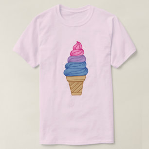 LGBTQIA+ Bisexueller Stolz Soft Servieren Eiscreme T-Shirt