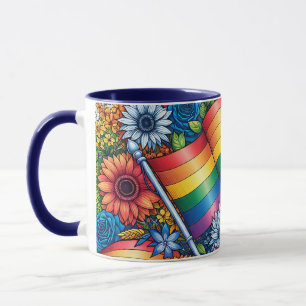 LGBTQIA+-Fahnen, Regenbögen, Blume Tasse