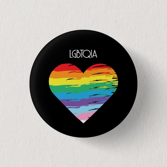 LGBTQIA Liebe ist Liebe, Pride Rainbow Heart Button (Vorderseite)