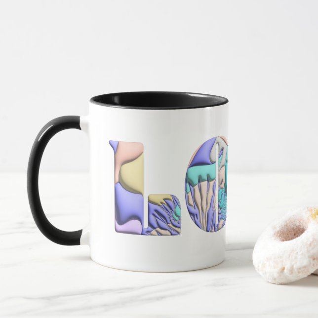 LGBTQIA-LIEBE ist LIEBE-Rainbow-Herzpreisflagge Tasse (Mit Donut)