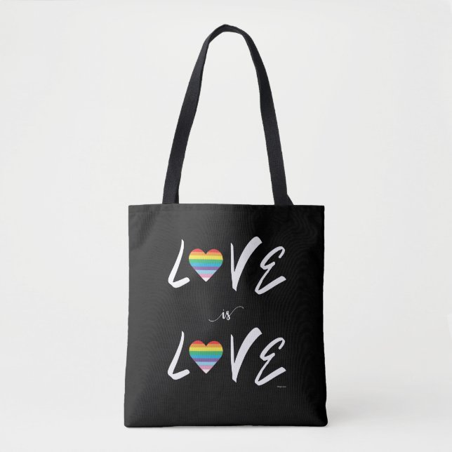 LGBTQIA Liebe ist LIEBE, Rainbow Pride Tote Bag (Vorderseite)