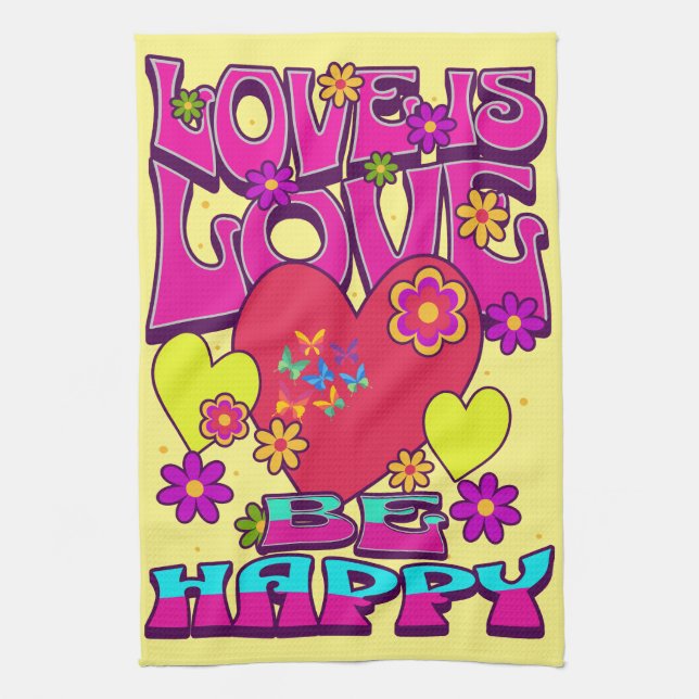 LGBTQIA+ LIEBE IST LIEBE. Sei glücklich Geschirrtuch (Vertikal)