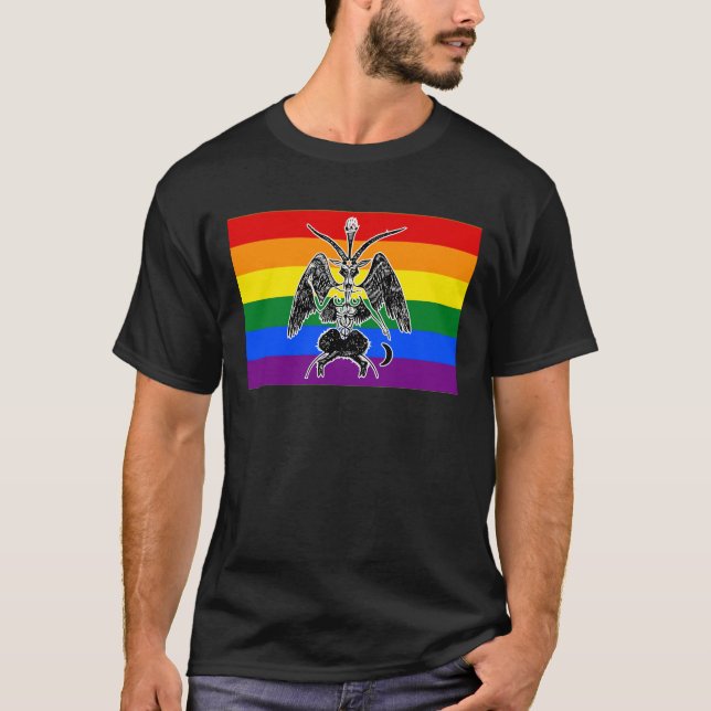 LGBTQIA+ Pride Baphomet T-Shirt (Vorderseite)