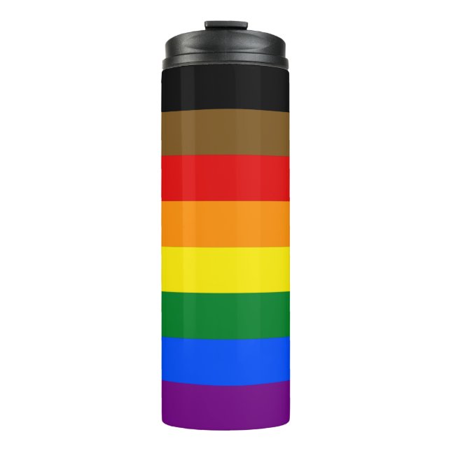 LGBTQIA PRIDE BLACK & BROWN RAINBOIN THERMOSBECHER (Vorderseite)