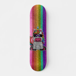 LGBTQIA Pride Flag Glitzer Rainbow Unicorn Sk8r Skateboard