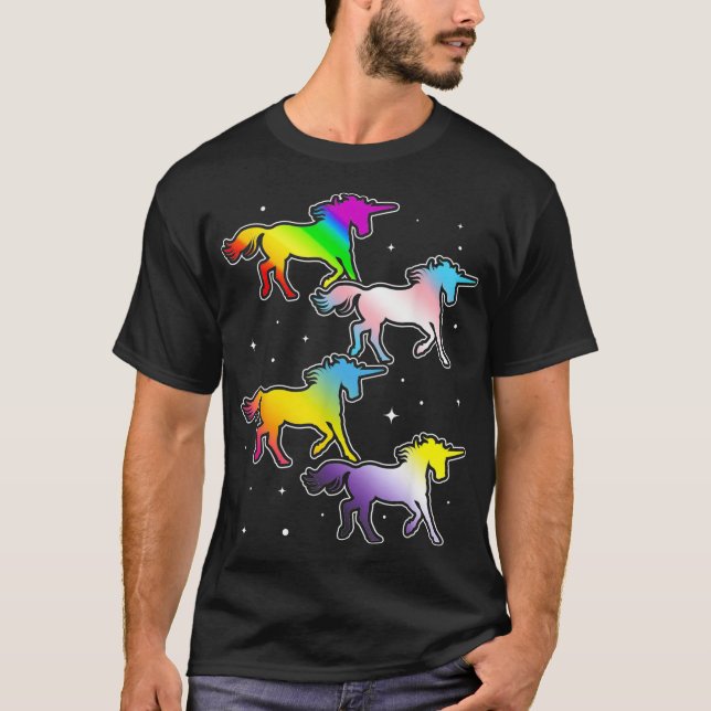 LGBTQIA Pride Month Trans Pan Non Binary Unicorn L T-Shirt (Vorderseite)