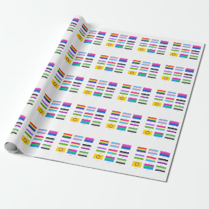 LGBTQIA Prix 9 x FLAGS Rainbow Awareness Chic Geschenkpapier