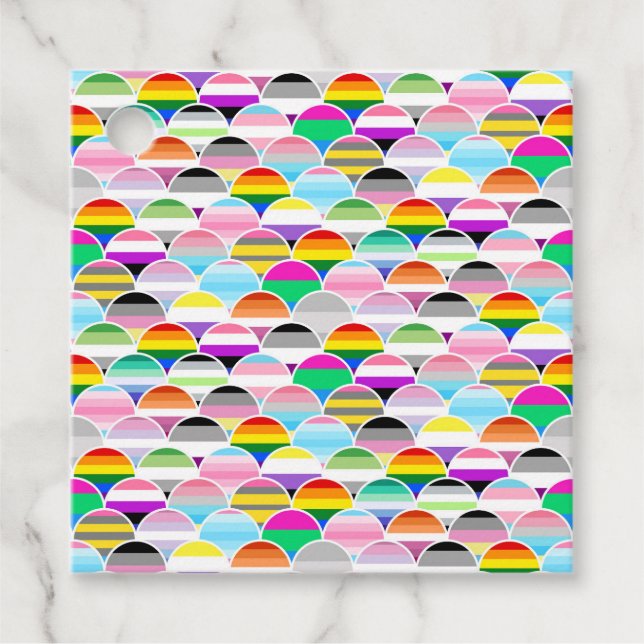 LGBTQIA+ Queer gewellte Pride-Flaggen-Fans Geschenkanhänger (Vorderseite)
