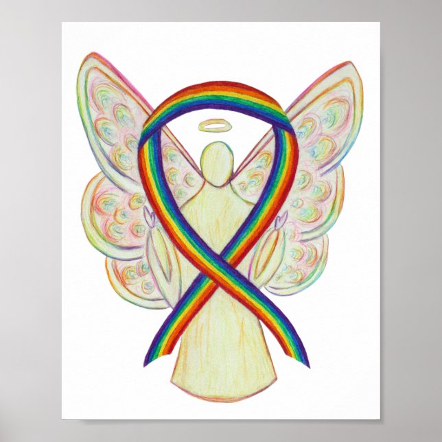 LGBTQIA Rainbow Awareness Ribbon Poster Art Print (Vorne)