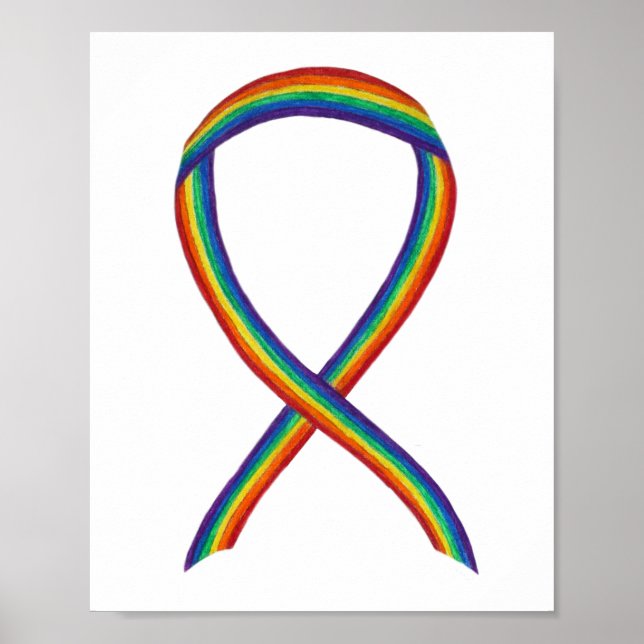 LGBTQIA Rainbow Awareness Ribbon Poster Art Print (Vorne)