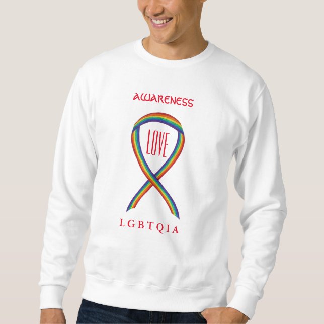 LGBTQIA Rainbow Awareness Ribbon Sweatshirt (Vorderseite)