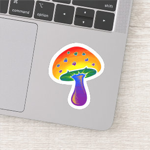 LGBTQIA Rainbow Pride Mushroom-Muster Aufkleber