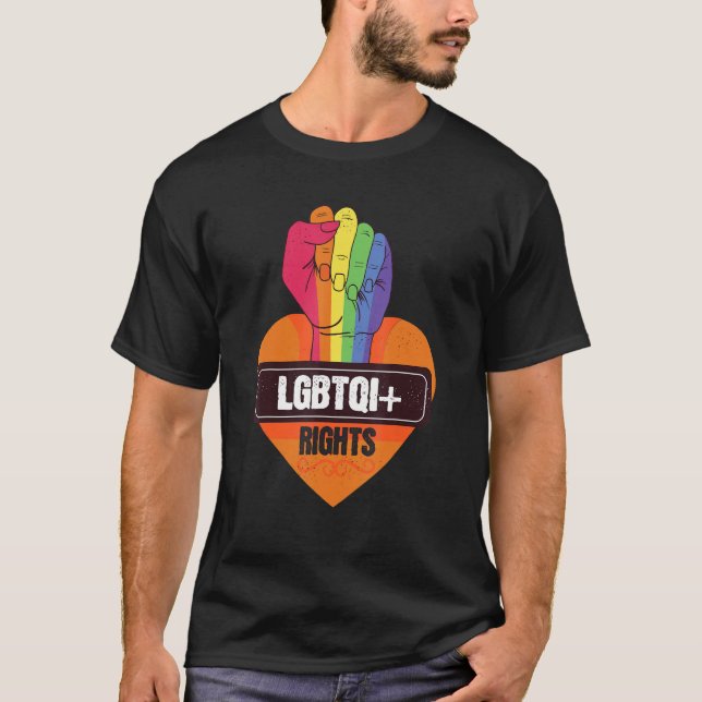 LGBTQIA rights rainbow and pink heart LGBTQIA supp T-Shirt (Vorderseite)