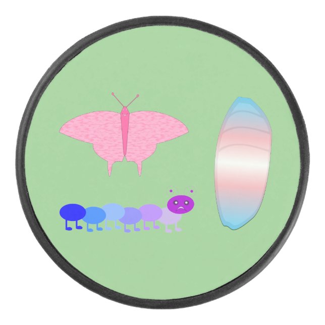 LGBTQIA Transgender Pride Raupe zum Schmettern Eishockey Puck (Vorderseite)