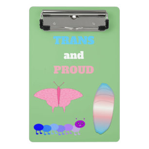 LGBTQIA Transgender Pride Raupe zum Schmettern Mini Klemmbrett