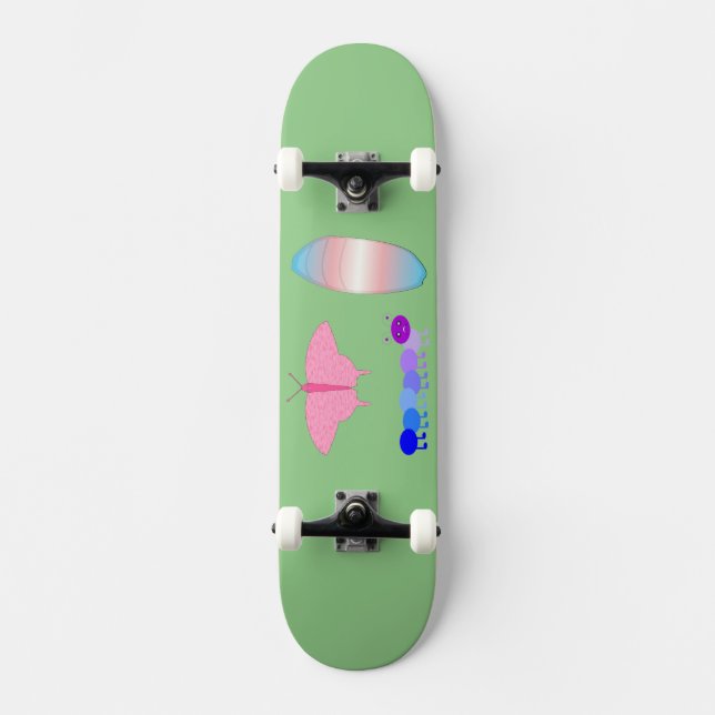 LGBTQIA Transgender Pride Raupe zum Schmettern Skateboard (Vorderseite)