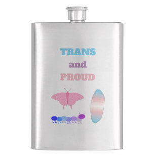 LGBTQIA Transgender Stolz Raupe zu Schmetterling Flachmann