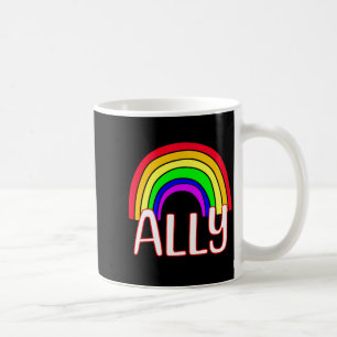 Lgbtqia Verbündeter Süßer Regenbogen Und Herz Stol Kaffeetasse